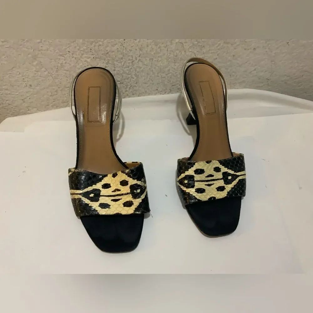 AQUATALIA Leather Snakeskin Embossed Strappy Sandal Size 37